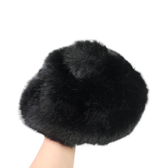 Vintage 60s Jacoll black faux fur beret hat with bobble main image 8